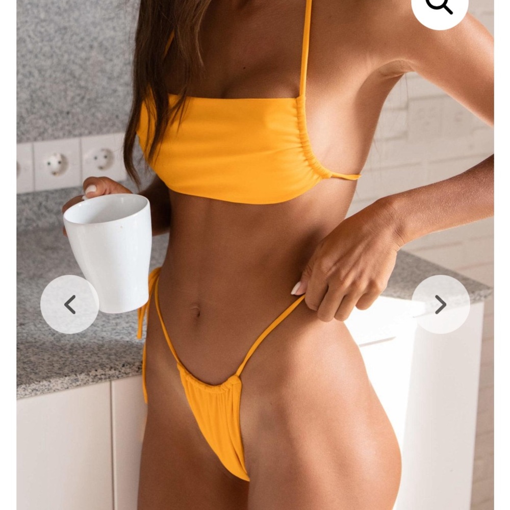 🩷. #936.     Sunset Orange Minimal String Bikini Set